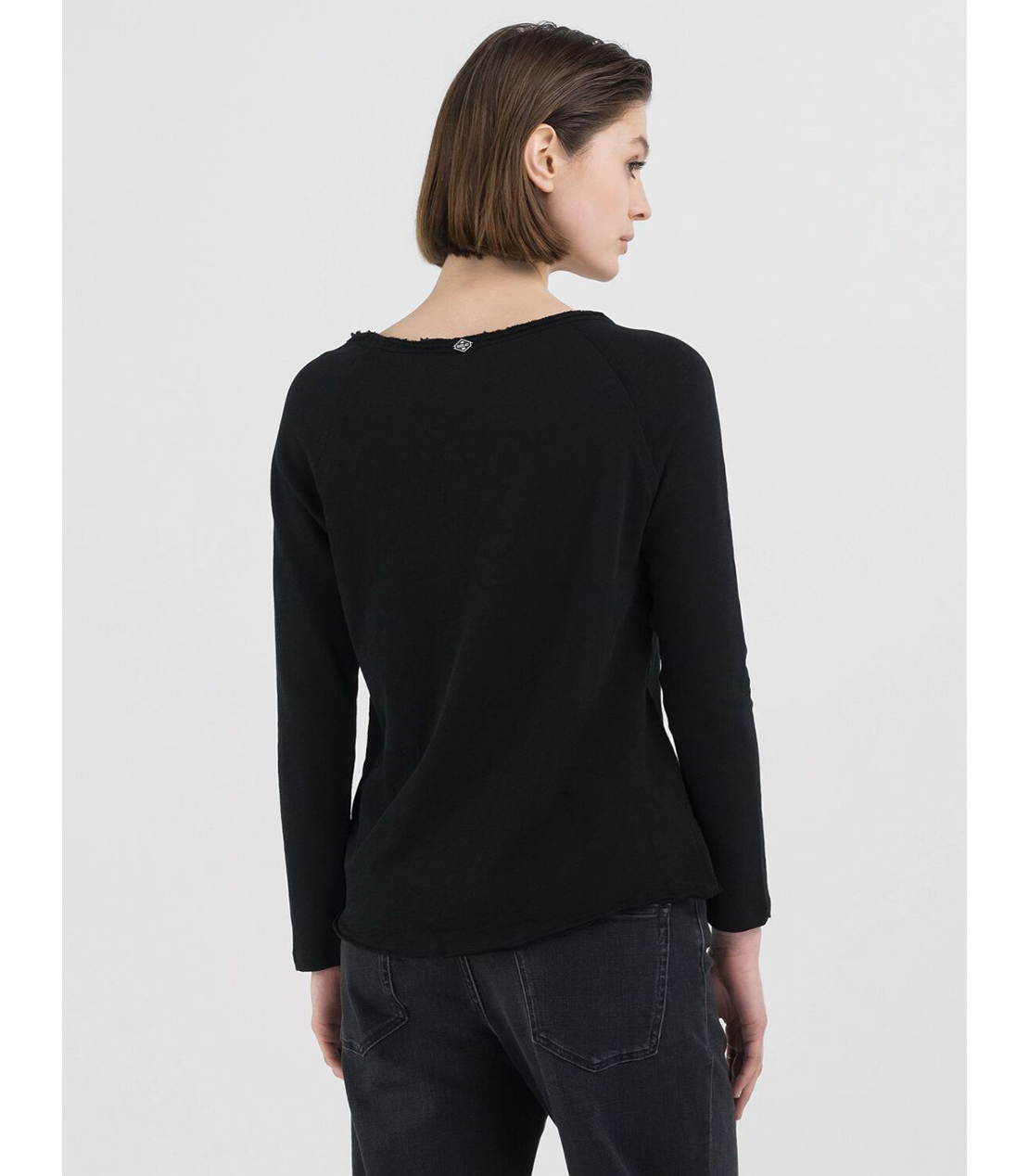 コットンスラブジャージーロングTシャツ 詳細画像 ブラック 3